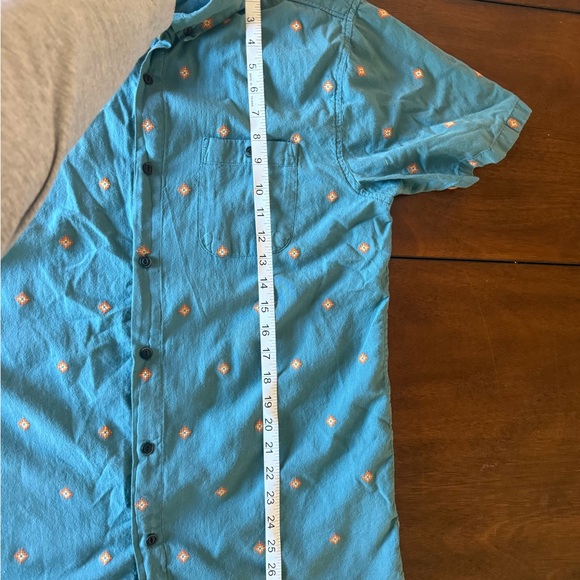 Roark Teal Button-Down Shirt with Orange Pattern - Picture 4 of 5